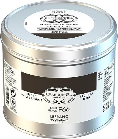 Lefranc Bourgeois Charbonnel, colore per stampa in rame, altamente pigmentato, eccellente resistenza alla luce, vegano, colori vivaci, resistente all'invecchiamento, vaso da 800 ml, nero F66