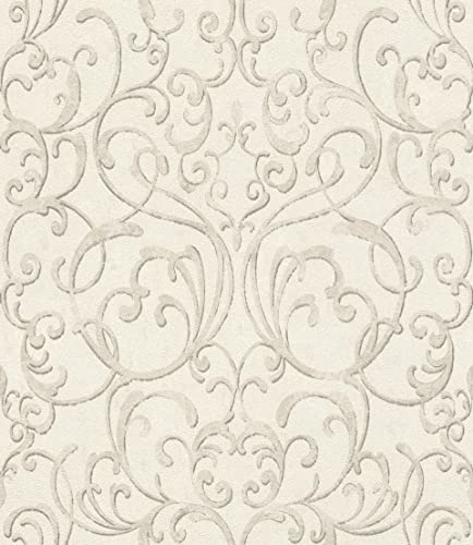 Rasch Carta da parati in tessuto non tessuto (Classic-Chic) bianco, grigio, 10,05 m x 0,53 m