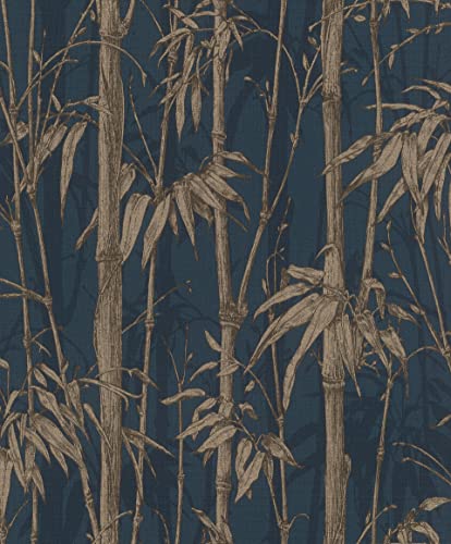 Rasch Carta da parati in tessuto non tessuto, motivo bambù, colore: marrone e oro, collezione Florentine III, 10,05 m x 0,53 m (L x L), colore: Blu