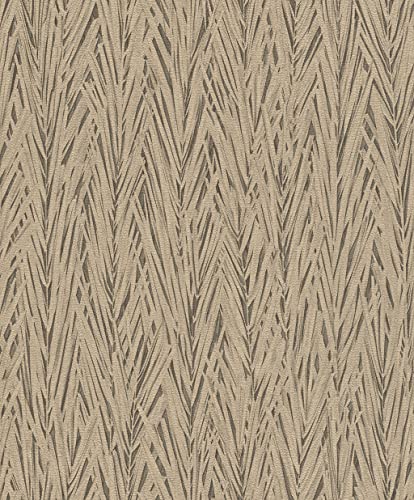 Rasch Carta da parati in tessuto non tessuto color oro e marrone con motivo a foglie della collezione Composition-10,05 0,53 m (L x B)