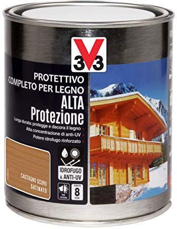 V33 Protettivo Completo per Legno a Solvente Alta Protezione Castagno Scuro 0,75 L