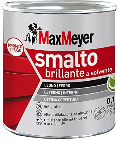 MAXMEYER Smalto a solvente per ferro e legno brillante NERO R9005 0,125 L