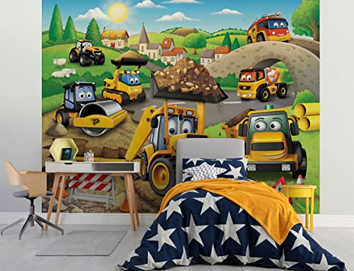 Walltastic My First JCB Carta da parati a 6 pannelli, carta FSC, multicolore, altezza 2,4 m x larghezza 3 m, 1 misura