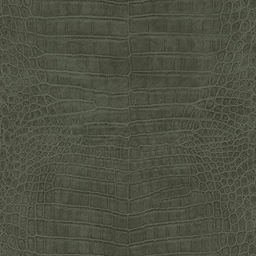 Rasch Carta da parati  – Carta da parati in tessuto non tessuto con effetto pelle coccodrillo, verde della collezione African Queen III