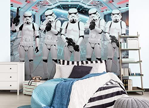 Walltastic Carta da parati originale Stormtrooper 6 pannelli, carta FSC, multi, 2,4 m di altezza x 3 m di larghezza, 1 dimensione