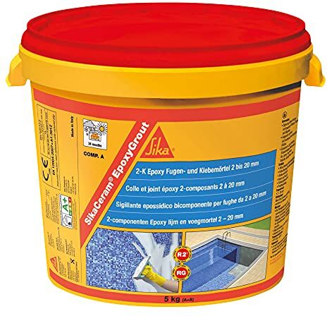 SIKA Ceram EpoxyGrout, Pietra di Luna Stucco sigillante per fughe di pavimentazioni e rivestimenti ceramici o lapidei Bicomponente 5kg