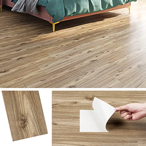 Livelynine 16 Piastrelle Pavimento PVC Adesivo Effetto Legno Naturale Carta Adesiva Effetto Legno Rovere per Muro 90 x 15CM Pavimenti PVC Adesivi Bagno Impermeabile Linoleum Pavimento Cucina Soggiorno