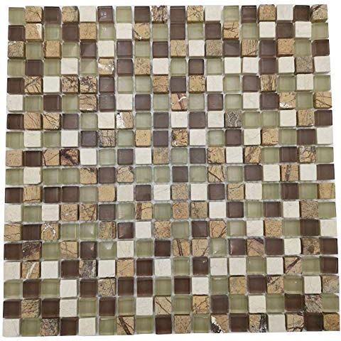 Armena Mattonelle in mosaico naturale con effetto metallico, 1 mq, colore nero KS41, marrone, beige