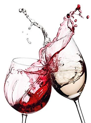 A.S. Création WTD Carta da parati fotografica, motivo: calici di vino, colore rosso, bianco e grigio, per stanze diverse, XXL, 192 x 260 cm