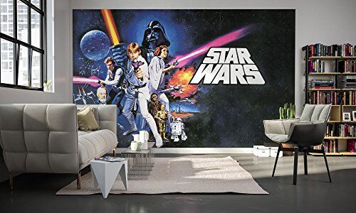 Komar Carta da parati fotografica in tessuto non tessuto, motivo: Star Wars Classic 1", dimensioni 400 x 250 cm (larghezza x altezza), 4 pannelli, con colla, multicolore