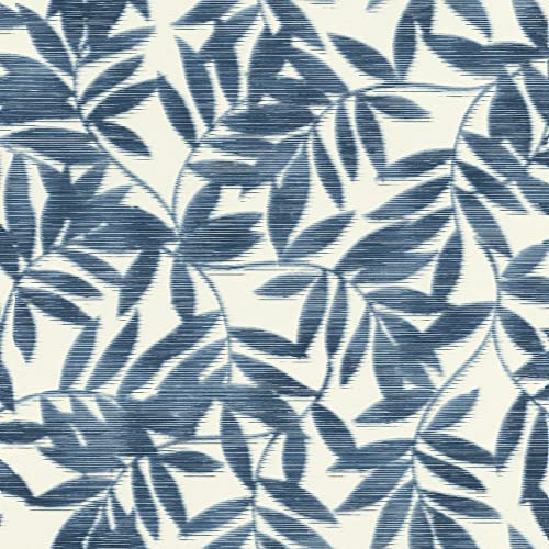 Rasch Carta da parati  – Beige con foglie in blu – 10,05 m x 0,53 m (lunghezza x larghezza)