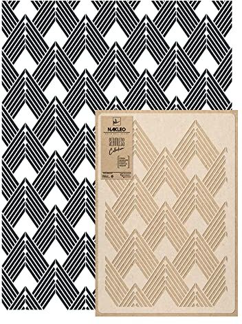 Nakleo Stencil Riutilizzabile di Plastica Murale 59x95cm Gatsby Art Deco Geometrico Grande Modello Carta da Parati Ripetitivo Pittura Tappezzeria Senza Cucitura Fai-da-te