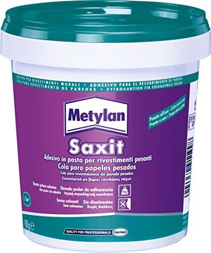 Metylan Saxit, Adesivo Acrilico Beige per Incollaggi di Rivestimenti in Interni, Piastrelle, Perlinature, Mosaici, PVC rigido, Schiuma di PVC, Sughero, Zoccolini e Battiscopa, Secchio da 900g