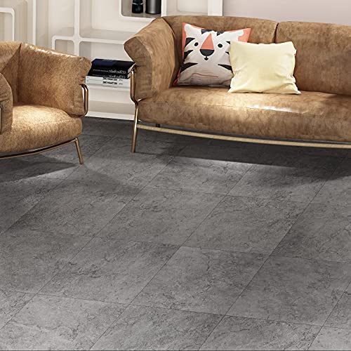 Livelynine 32 Piastrelle Pavimento PVC Adesivo Grigio Linoleum Pavimento Piastrelle Adesive Pavimento 30x30 Mattonelle Adesive Pavimento Cucina Parquet Adesivo Pavimento Interno Pavimento in PVC Bagno