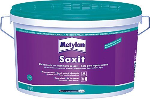 Metylan Saxit, Adesivo Acrilico Beige per Incollaggi di Rivestimenti in Interni, Piastrelle, Perlinature, Mosaici, PVC rigido, Schiuma di PVC, Sughero, Zoccolini e Battiscopa, Secchio da 6Kg