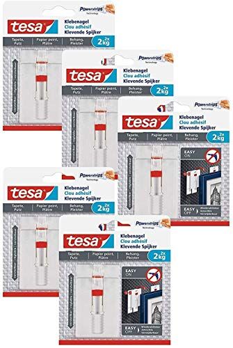 Tesa ® Chiodo adesivo regolabile per carta da parati e intonaco, 2 kg (5 confezioni)