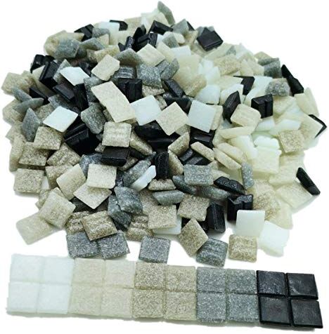 Armena Pietra per Mosaico, Colore Bianco-Grigio-Nero, 1 x 1 cm, Una Bottiglia da 250 g (Circa 350 Pezzi)