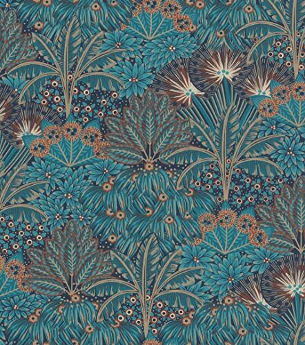 Rasch The Sophia Collection  Carta da parati in tessuto non tessuto, 10,05 m x 0,53 m, colore: petrolio/blu e oro