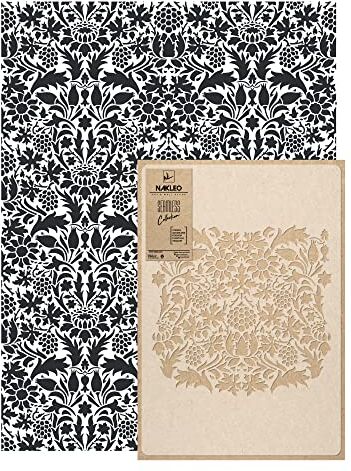 Nakleo Stencil Riutilizzabile di Plastica Murale 59x95cm William Morris Floreale Grande Modello Carta da Parati Ripetitivo Pittura Tappezzeria Senza Cucitura Fai-da-te