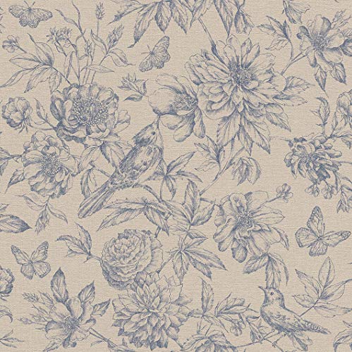 Rasch Carta da parati in tessuto non tessuto, collezione Florentine II, motivo floreale, 10,05 m x 53 cm (L x P)