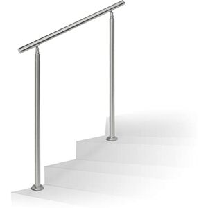 Relaxdays Set Ringhiera per Scale in Acciaio, 1 M di Lunghezza, 2 Pali, Senza Traverse, Corrimano Esterni, Argento Relaxdays Set Ringhiera per Scale in Acciaio, 1 M di Lunghezza, 2 Pali, Senza Traverse, Corrimano Esterni, Argento