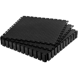 VEVOR Piastrelle per Pavimenti da Garage, Confezione da 16 Piastrelle Modulari a Incastro da 513 x 513 x 5 mm, Tappetini Antiscivolo in PVC con Piastra Diamantata per Officina, Magazzino, Nero VEVOR Piastrelle per Pavimenti da Garage, Confezione da 16 Piastrelle Modulari a Incastro da 513 x 513 x 5 mm, Tappetini Antiscivolo in PVC con Piastra Diamantata per Officina, Magazzino, Nero
