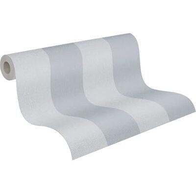 A.S. Création Carta da parati in tessuto non tessuto con strisce di colore blu e grigio, di alta qualità, – 10,05 m x 0,53 m – Carta da parati per soggiorno – Made in Germany A.S. Création Carta da parati in tessuto non tessuto con strisce di colore blu e grigio, di alta qualità, – 10,05 m x 0,53 m – Carta da parati per soggiorno – Made in Germany