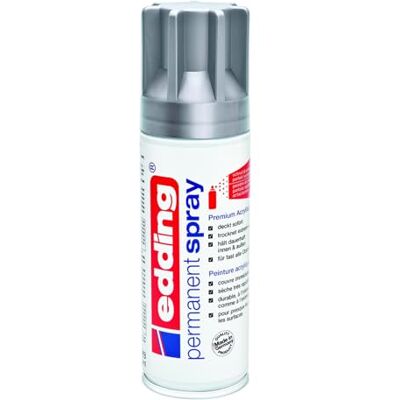 Edding Vernice acrilica spray premium, 200 ml di massima opacità, copre immediatamente, asciugatura rapida, senza bolle, colore: argento opaco Edding Vernice acrilica spray premium, 200 ml di massima opacità, copre immediatamente, asciugatura rapida, senza bolle, colore: argento opaco