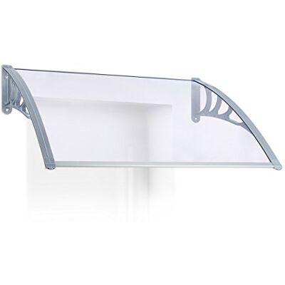 Relaxdays Pensilina Tettoia in Policarbonato, Esterni, Ingresso, Parapioggia, Trasparente, Grigio, HxLxP 28 x 123 x 102 cm Relaxdays Pensilina Tettoia in Policarbonato, Esterni, Ingresso, Parapioggia, Trasparente, Grigio, HxLxP 28 x 123 x 102 cm