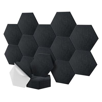 Relaxdays Pannelli acustici, Set da 18 autoadesivi esagonali, 30x26 cm, riduzione del Rumore Relaxdays Pannelli acustici, Set da 18 autoadesivi esagonali, 30x26 cm, riduzione del Rumore