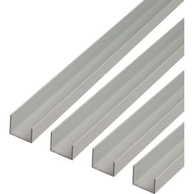 Alberts Profilo a U, in alluminio, color argento anodizzato, 1000 x 22 x 20 x 15 mm, set da 4 Alberts Profilo a U, in alluminio, color argento anodizzato, 1000 x 22 x 20 x 15 mm, set da 4
