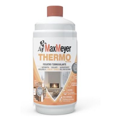 MAXMEYER Thermo Active Fissativo Termoisolante per Interni, Fondo per Pittura Termica Antimuffa A+, Trasparente, 1 Litro MAXMEYER Thermo Active Fissativo Termoisolante per Interni, Fondo per Pittura Termica Antimuffa A+, Trasparente, 1 Litro