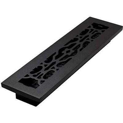 Decor Grates Registro da pavimento vittoriano, ghisa nera, 2 x 14 Decor Grates Registro da pavimento vittoriano, ghisa nera, 2 x 14