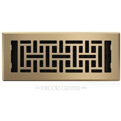 Decor Grates Registro orientale per pavimenti, 10,2 x 30,5 cm, finitura in ottone anticato Decor Grates Registro orientale per pavimenti, 10,2 x 30,5 cm, finitura in ottone anticato