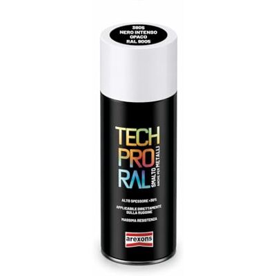 AREXONS Tech Pro Ral 9005 Nero Intenso Opaco Smalto Spray ad Alta Copertura per Protezione Manufatti Ferrosi Esterni 400ml AREXONS Tech Pro Ral 9005 Nero Intenso Opaco Smalto Spray ad Alta Copertura per Protezione Manufatti Ferrosi Esterni 400ml