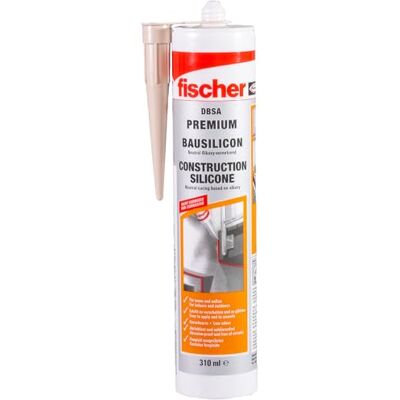 Fischer DBSA Silicone di alta qualità, inodore, resistente alle intemperie, per interni ed esterni, per molteplici utilizzi e materiali edili, 310 ml, marrone Fischer DBSA Silicone di alta qualità, inodore, resistente alle intemperie, per interni ed esterni, per molteplici utilizzi e materiali edili, 310 ml, marrone