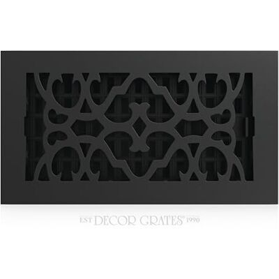 Decor Grates Registro da pavimento vittoriano, in ghisa, finitura nera, 6 x 12 Decor Grates Registro da pavimento vittoriano, in ghisa, finitura nera, 6 x 12