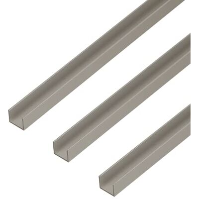 Alberts Profilo a U, appositamente progettato per truciolare spesso 19 mm, in alluminio, anodizzato color argento, 1000 x 22 x 15 mm, set da 3 Alberts Profilo a U, appositamente progettato per truciolare spesso 19 mm, in alluminio, anodizzato color argento, 1000 x 22 x 15 mm, set da 3