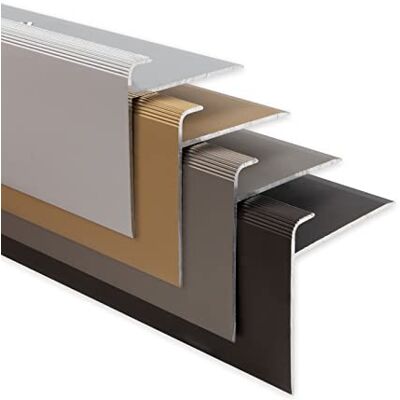 Floordirekt Set di 12 profili per scale Safety Forma F per rivestimenti per pavimenti da 7 a 8 mm, con materiale di montaggio (100 cm x 53 mm, bronzo chiaro) Floordirekt Set di 12 profili per scale Safety Forma F per rivestimenti per pavimenti da 7 a 8 mm, con materiale di montaggio (100 cm x 53 mm, bronzo chiaro)