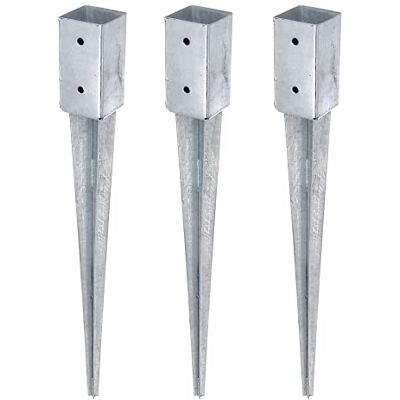 Alberts Manicotto a terra per pali quadrati in legno zincato a caldo, 71 x 71 mm, lunghezza totale 750 mm, set da 3 pezzi Alberts Manicotto a terra per pali quadrati in legno zincato a caldo, 71 x 71 mm, lunghezza totale 750 mm, set da 3 pezzi