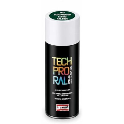 AREXONS Tech Pro Smalto Spray Verde Muschio Ral 6005 Lucido Alta Copertura per Manufatti Ferro Esterni Porte Cancelli 400ml AREXONS Tech Pro Smalto Spray Verde Muschio Ral 6005 Lucido Alta Copertura per Manufatti Ferro Esterni Porte Cancelli 400ml