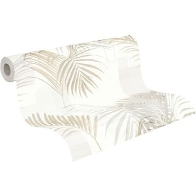 A.S. Création Carta da parati palme – bianco, grigio – 10,05 x 0,53 m Carta senza stacco con effetto tropicale fresco – opaca con lucentezza discreta, si stacca a secco A.S. Création Carta da parati palme – bianco, grigio – 10,05 x 0,53 m Carta senza stacco con effetto tropicale fresco – opaca con lucentezza discreta, si stacca a secco