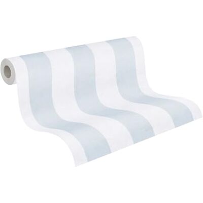 A.S. Creation Carta da Parati Blu e Crema - Stanza Bambini a Righe A.S. Creation Carta da Parati Blu e Crema - Stanza Bambini a Righe