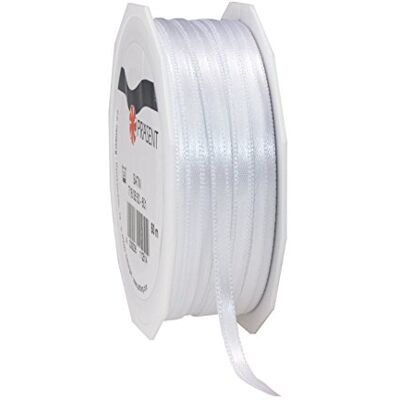 PRÄSENT C.E. PATTBERG Nastro raso bianco, nastro di raso per impacchettare regali, lungh. 50 m, largh. 3 mm, nastro per pacchi regalo, per decorare e bricolage, per varie occasioni PRÄSENT C.E. PATTBERG Nastro raso bianco, nastro di raso per impacchettare regali, lungh. 50 m, largh. 3 mm, nastro per pacchi regalo, per decorare e bricolage, per varie occasioni