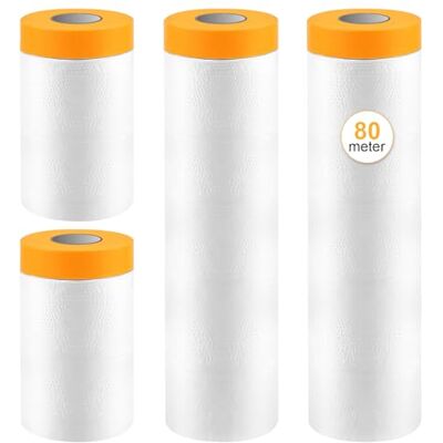 VINATO Telo Copritutto per Imbianchino, Teli per Imbiancare con Nastro Adesivo, Telo Protettivo Pittura 4 Rotoli (2x 55cm x 20m, 2x 150cm x 20m) Pellicola di Mascheratura per Pittura VINATO Telo Copritutto per Imbianchino, Teli per Imbiancare con Nastro Adesivo, Telo Protettivo Pittura 4 Rotoli (2x 55cm x 20m, 2x 150cm x 20m) Pellicola di Mascheratura per Pittura