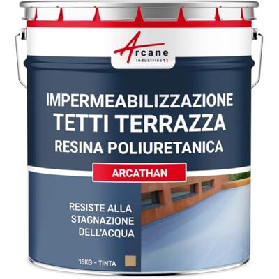 ARCANE INDUSTRIES Impermeabilizzazione Tetto Terrazza Piano, Resina e Pittura 15 kg Beige ARCANE INDUSTRIES Impermeabilizzazione Tetto Terrazza Piano, Resina e Pittura 15 kg Beige