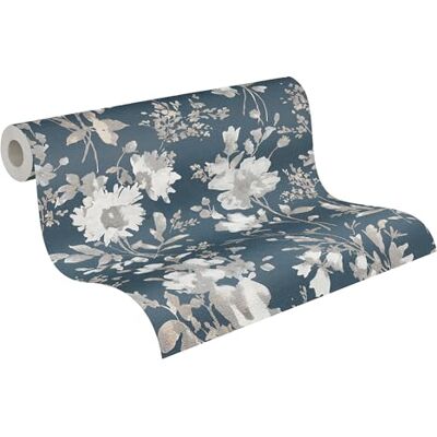 A.S. Création Livingwalls carta da parati TNT con motivo floreale in blu, metallizzato, bianco e grigio – Carta da parati floreale romantica 10,05 m x 0,53 m di COSMOPOLITAN – A.S. Création Livingwalls carta da parati TNT con motivo floreale in blu, metallizzato, bianco e grigio – Carta da parati floreale romantica 10,05 m x 0,53 m di COSMOPOLITAN –