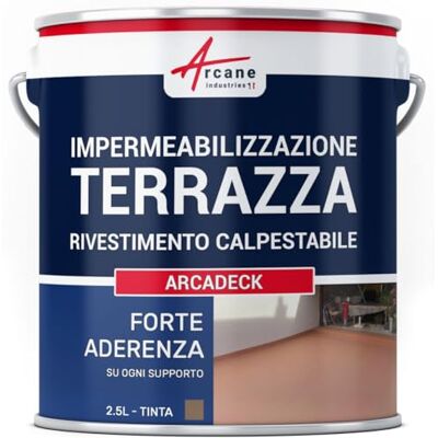 ARCANE INDUSTRIES Pittura Resina Impermeabile per Terrazza Esterna 2,5 L Talpa Resina Calpestabile Antiscivolo, Impermeabilizza Terrazze, Balconi, Scale, Calcestruzzo, Legno ARCANE INDUSTRIES Pittura Resina Impermeabile per Terrazza Esterna 2,5 L Talpa Resina Calpestabile Antiscivolo, Impermeabilizza Terrazze, Balconi, Scale, Calcestruzzo, Legno