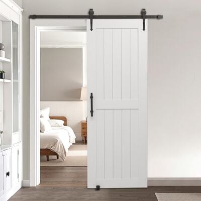 VEVOR Porta Scorrevole 762 x 2134 mm Pannello in MDF, Kit per Porta Scorrevole con Ferramenta Guida Telaio a H, Porta da Casa Divisorio Spazio per Soggiorno Bagno Camera da Letto, Bianco VEVOR Porta Scorrevole 762 x 2134 mm Pannello in MDF, Kit per Porta Scorrevole con Ferramenta Guida Telaio a H, Porta da Casa Divisorio Spazio per Soggiorno Bagno Camera da Letto, Bianco