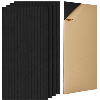 VEVOR Pannelli Acustici con Adesivo, Pannelli in Schiuma Insonorizzante 1200 x 600 x 10 mm, da Parete in Fibra di Poliestere ad Alta Densità, per Casa, Ufficio, Teatro, 5 Pezzi Nero VEVOR Pannelli Acustici con Adesivo, Pannelli in Schiuma Insonorizzante 1200 x 600 x 10 mm, da Parete in Fibra di Poliestere ad Alta Densità, per Casa, Ufficio, Teatro, 5 Pezzi Nero